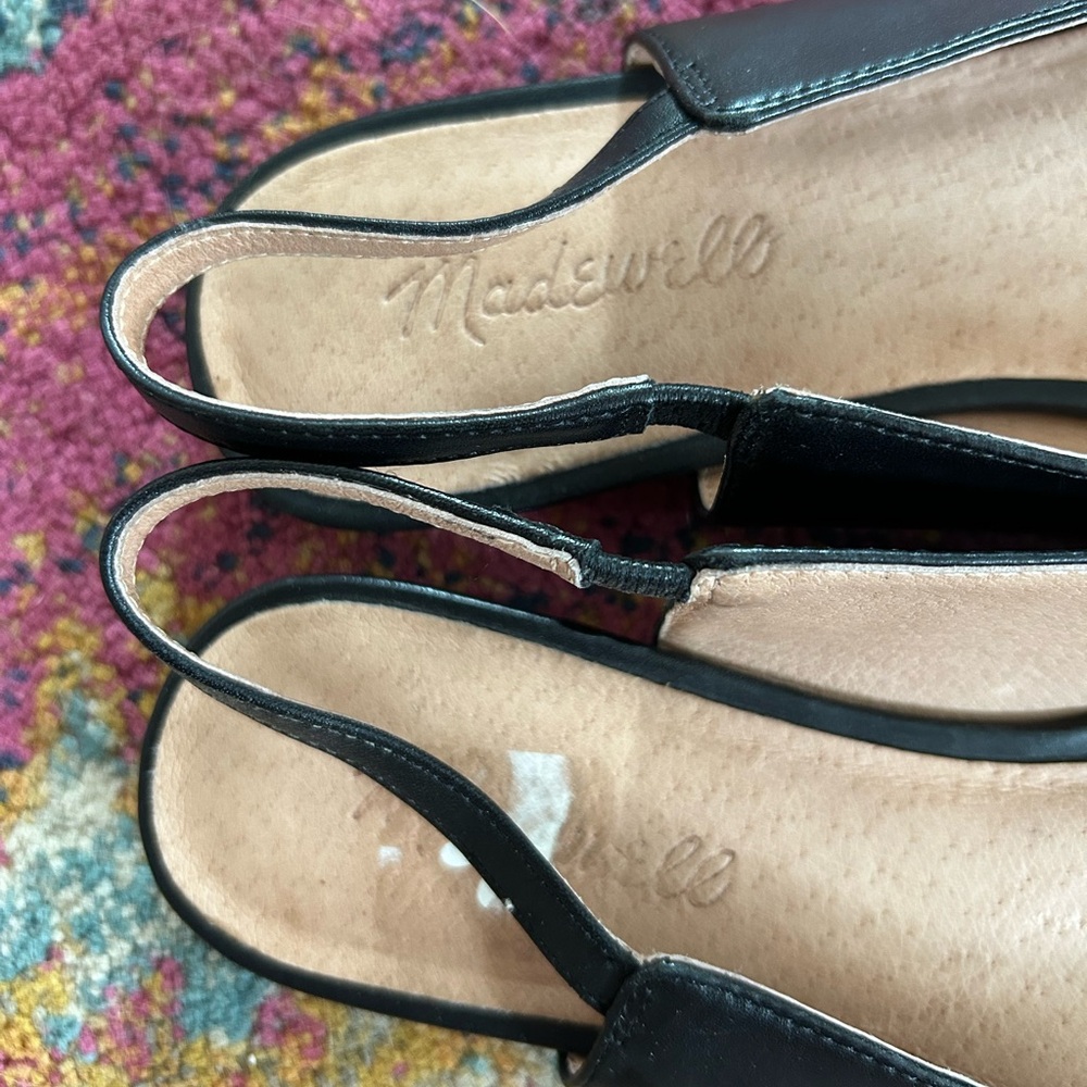 Madewell | Women’s black leather Margot slingback classic pointed toe flats sz 8 - Picture 12 of 16